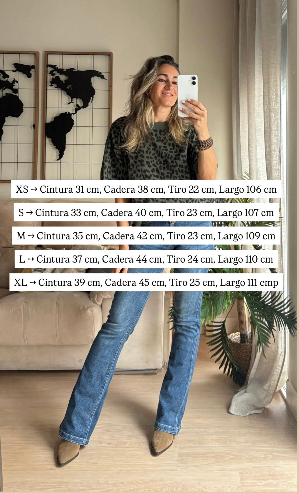 Pantalón flare vaquero elástico de mujer estilo retro