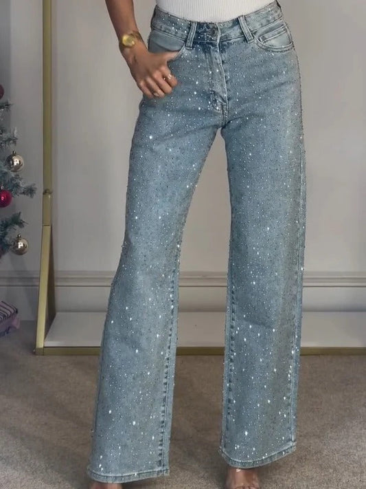 Tamara - Jeans Elegantes de recto con Diamantes