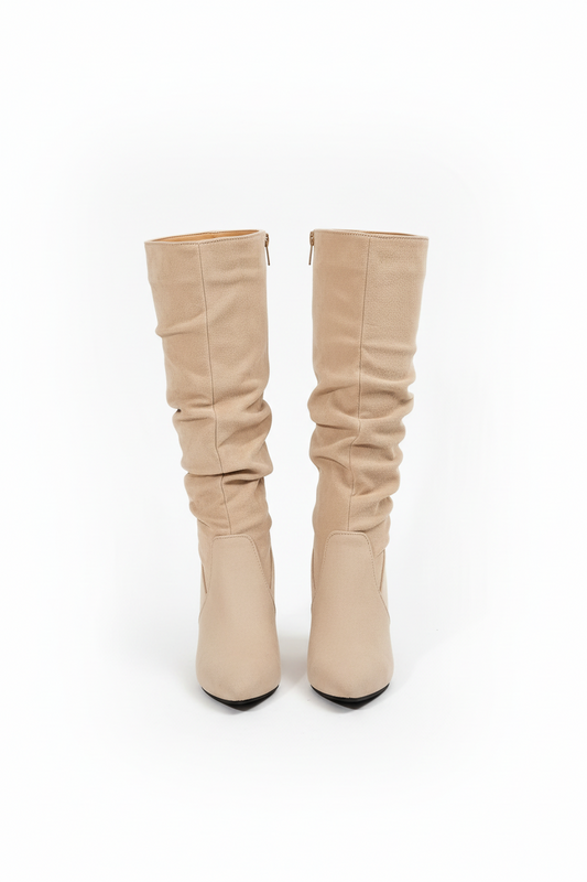 ARIANE – Botas altas de mujer en antelina con tacón bajo