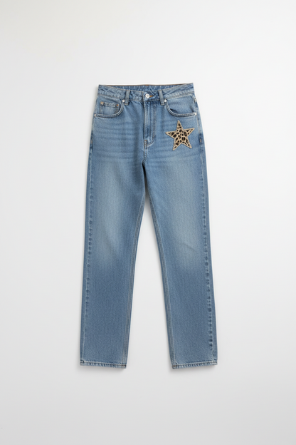 Elisenda- Jeans casual estrellas estampado de leopardo