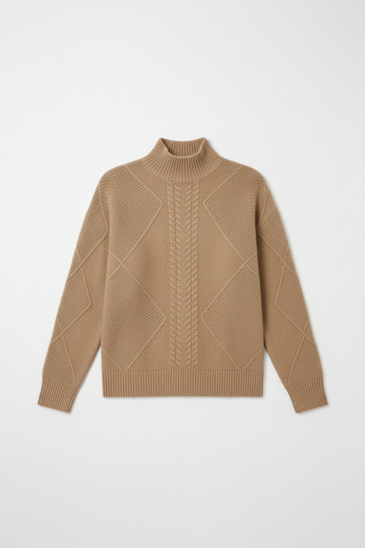 ELLARA – Jersey de mujer con diseño de ochos y cuello alto