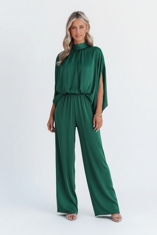 GRACELIA – Mono verde elegante para mujer con cuello alto