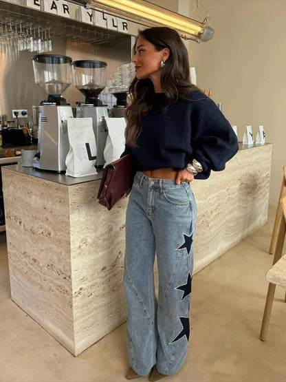 Melisa - Jeans Casual rectos de estrellas