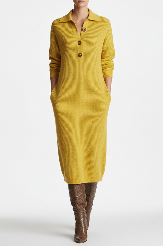 Lorena - Vestido de punto con cuello y botones