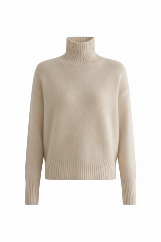 Nora - Jersey de cuello alto de punto fino premium