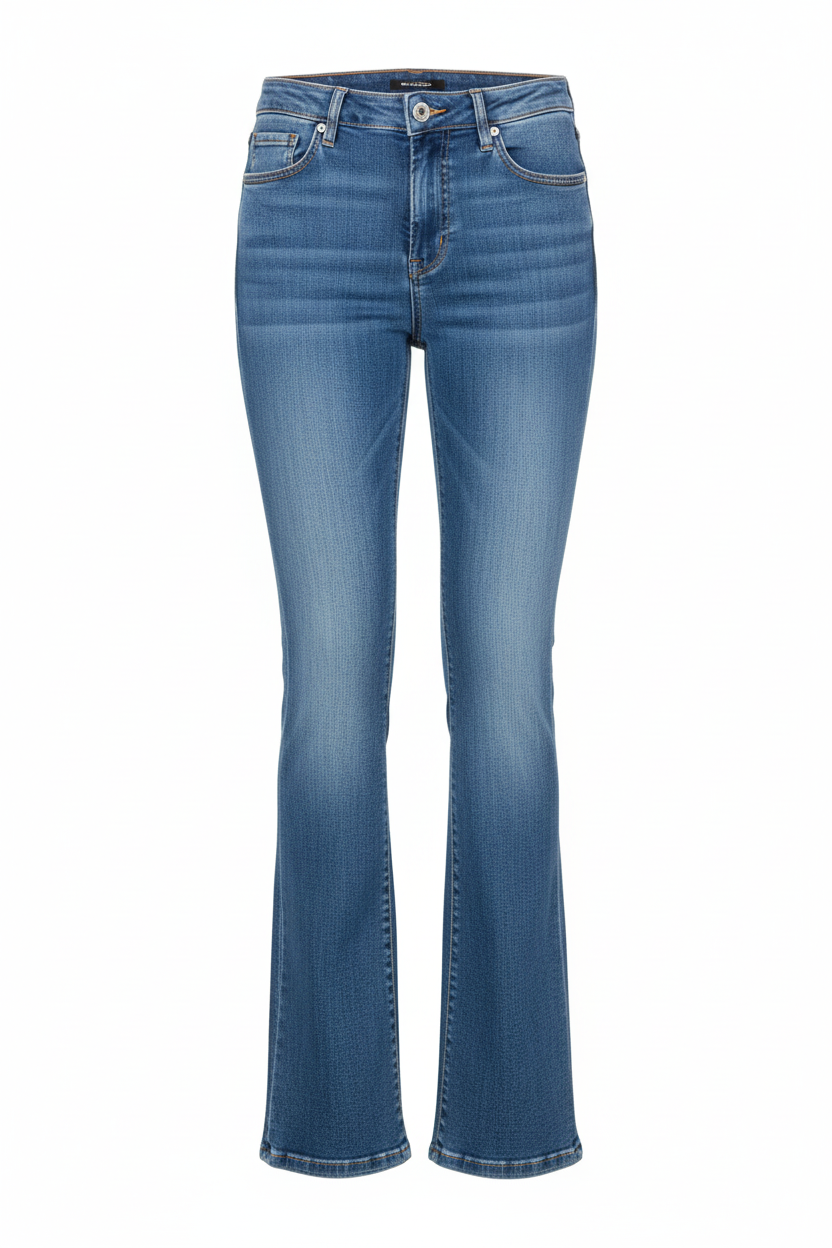 Pantalón flare vaquero elástico de mujer estilo retro