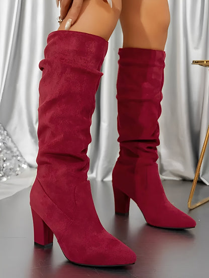 ARIANE – Botas altas de mujer en antelina con tacón bajo